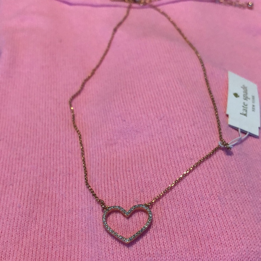 NEW KATE SPADE ROSE GOLD PAVÉ HEART ON ROSE GOLD CHAIN. NEW NECKLACE-NEVER WORN!